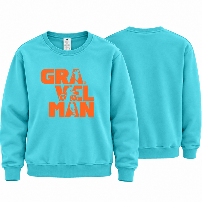 Sweat Col Rond Turquoise GravelMan Logo Orange