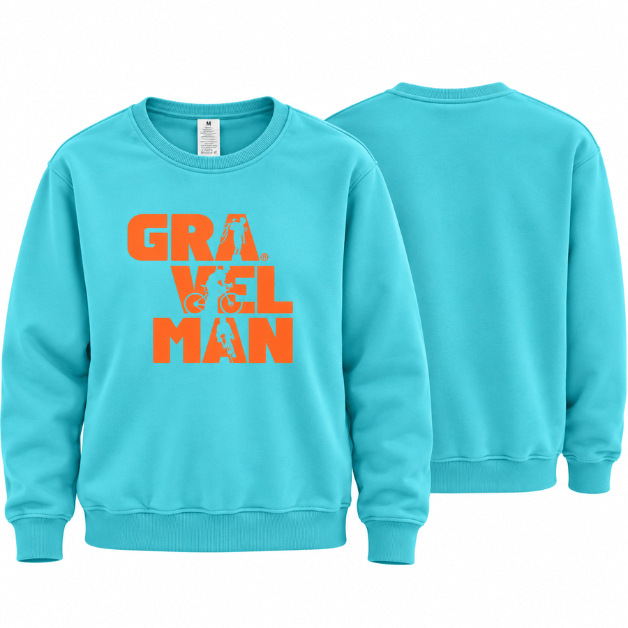 Sweat Col Rond Turquoise GravelMan Logo Orange