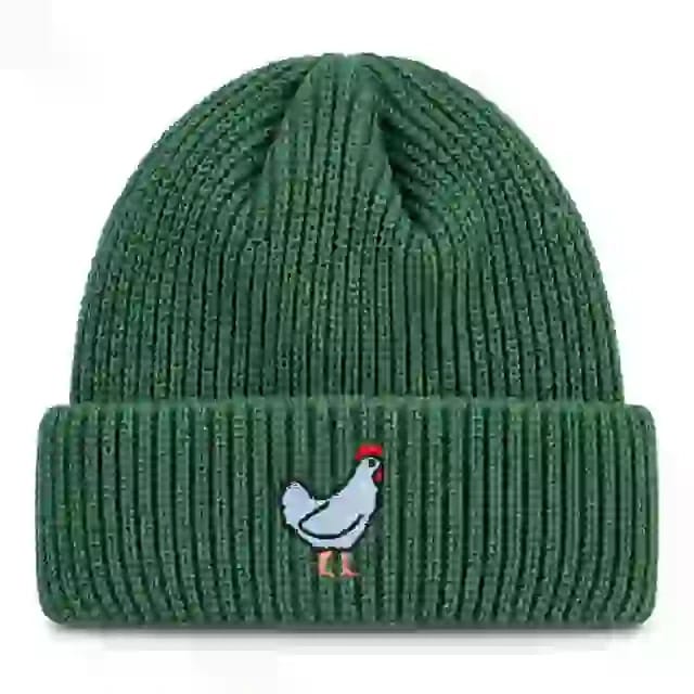 Bonnet Vert Poule Brodée