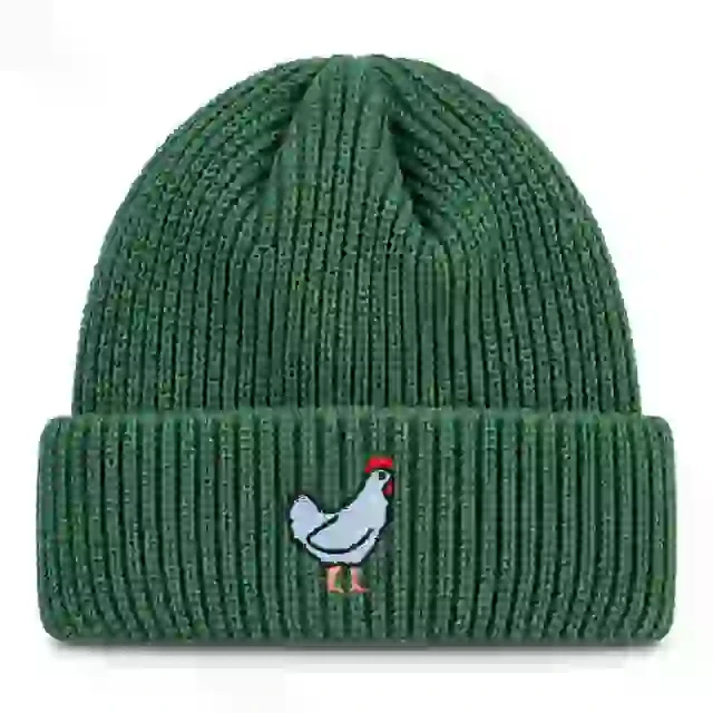 Bonnet Vert Poule Brodée
