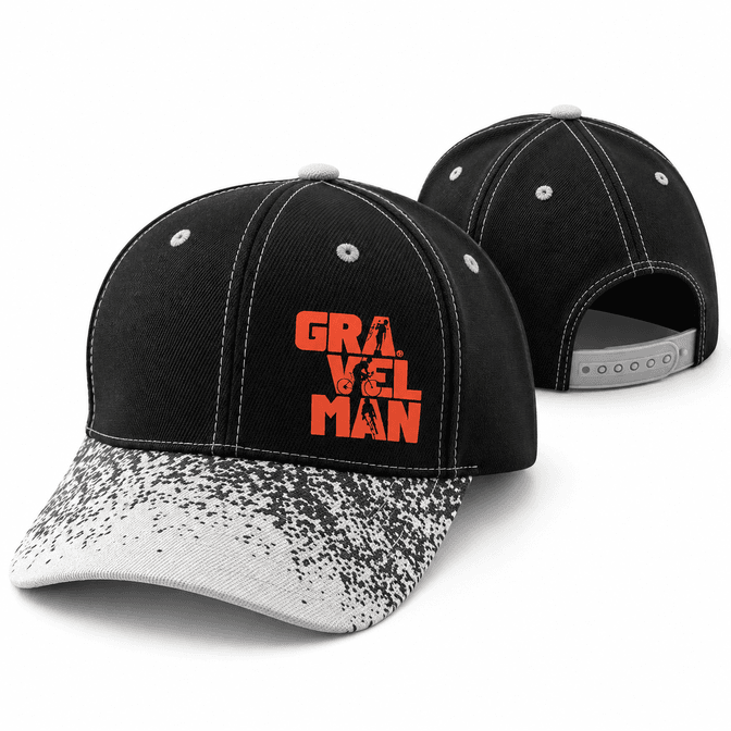 Casquette Noire Visière Mouchetée GravelMan Logo Orange