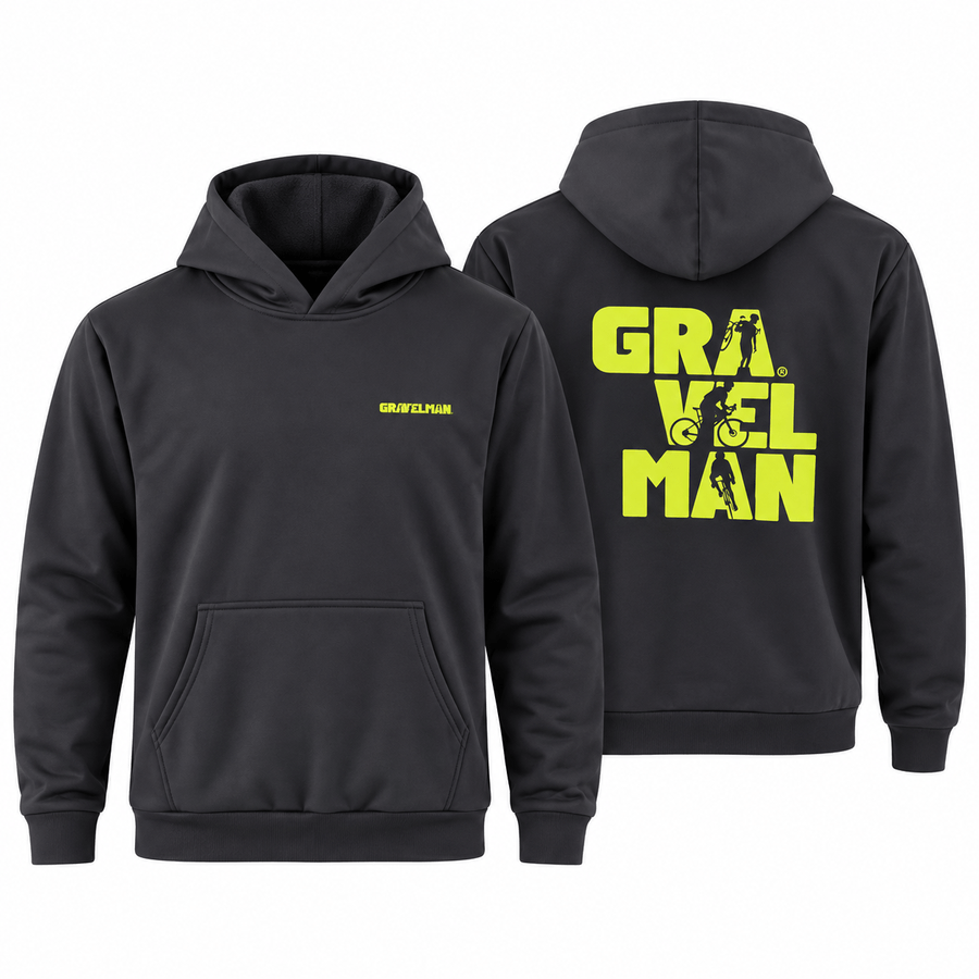 Hoodie Technique Noir GravelMan Logo Jaune