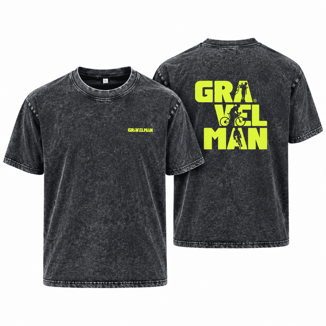 T-shirt Coupe Loose Noir GravelMan Series Logo Jaune