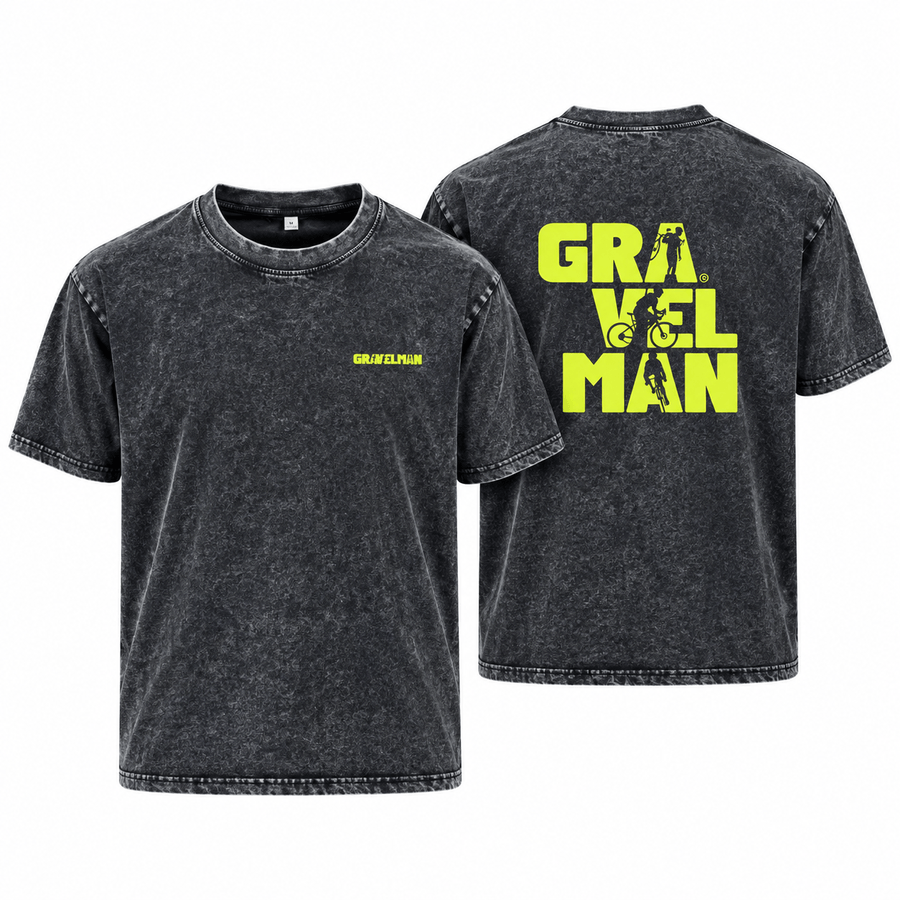 T-shirt Coupe Loose Noir GravelMan Series Logo Jaune