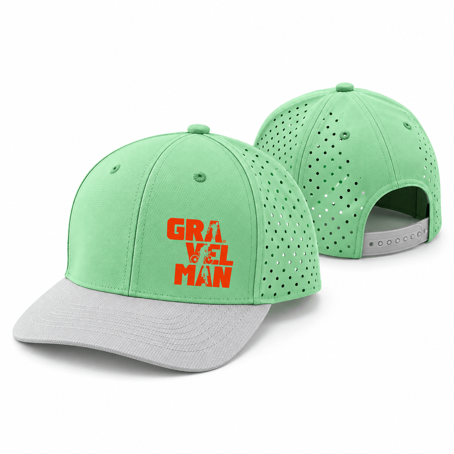 Casquette Vert Menthe Perforée GravelMan Logo Orange