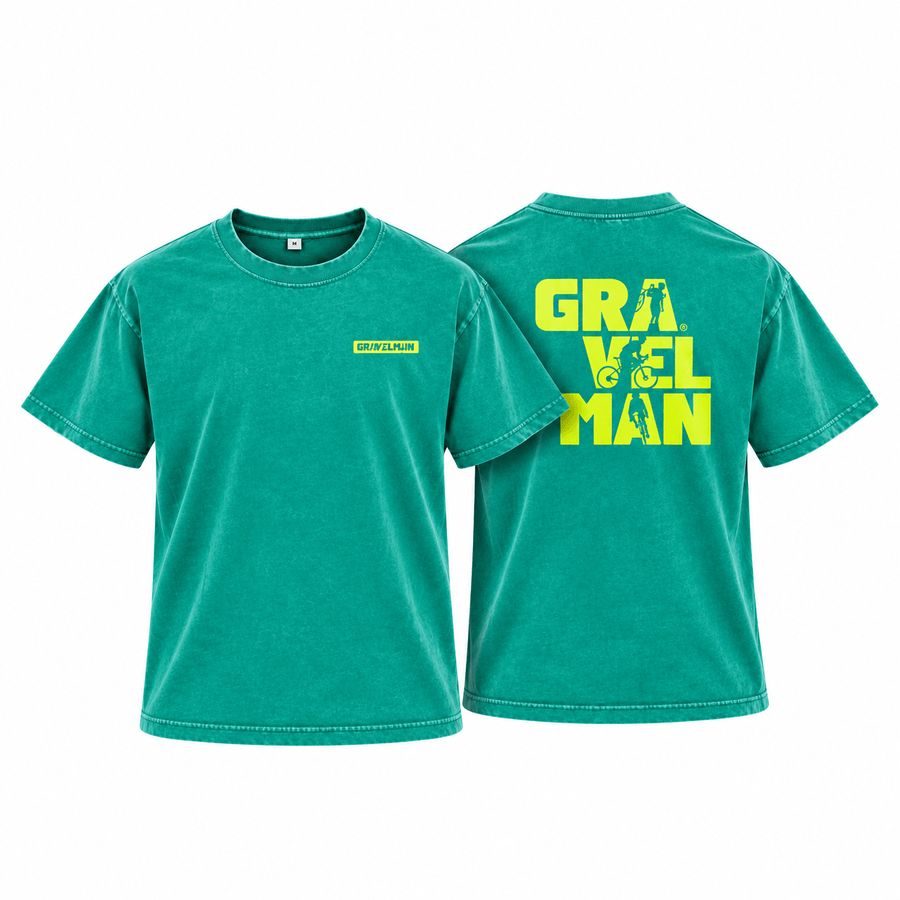 T-shirt Coupe Loose Vert GravelMan Logo Jaune