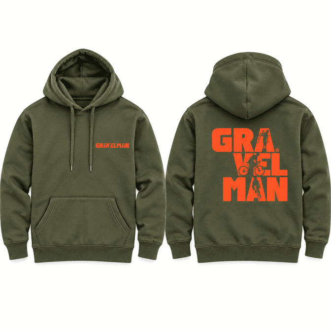 Hoodie Kaki GravelMan Logo Orange