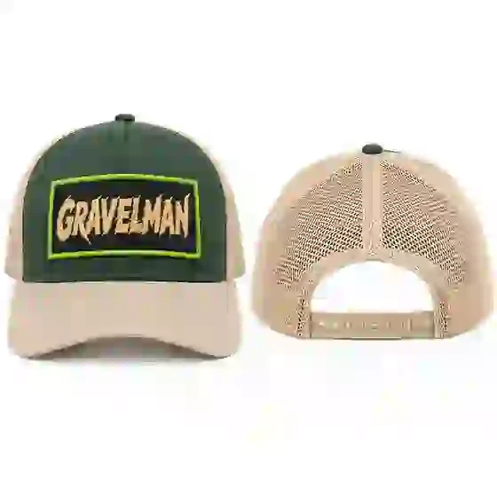 Casquette Trucker Verte et Beige GravelMan Patch Noir