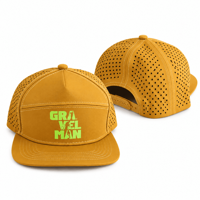 Casquette Ocre Perforée GravelMan Logo Jaune Fluo
