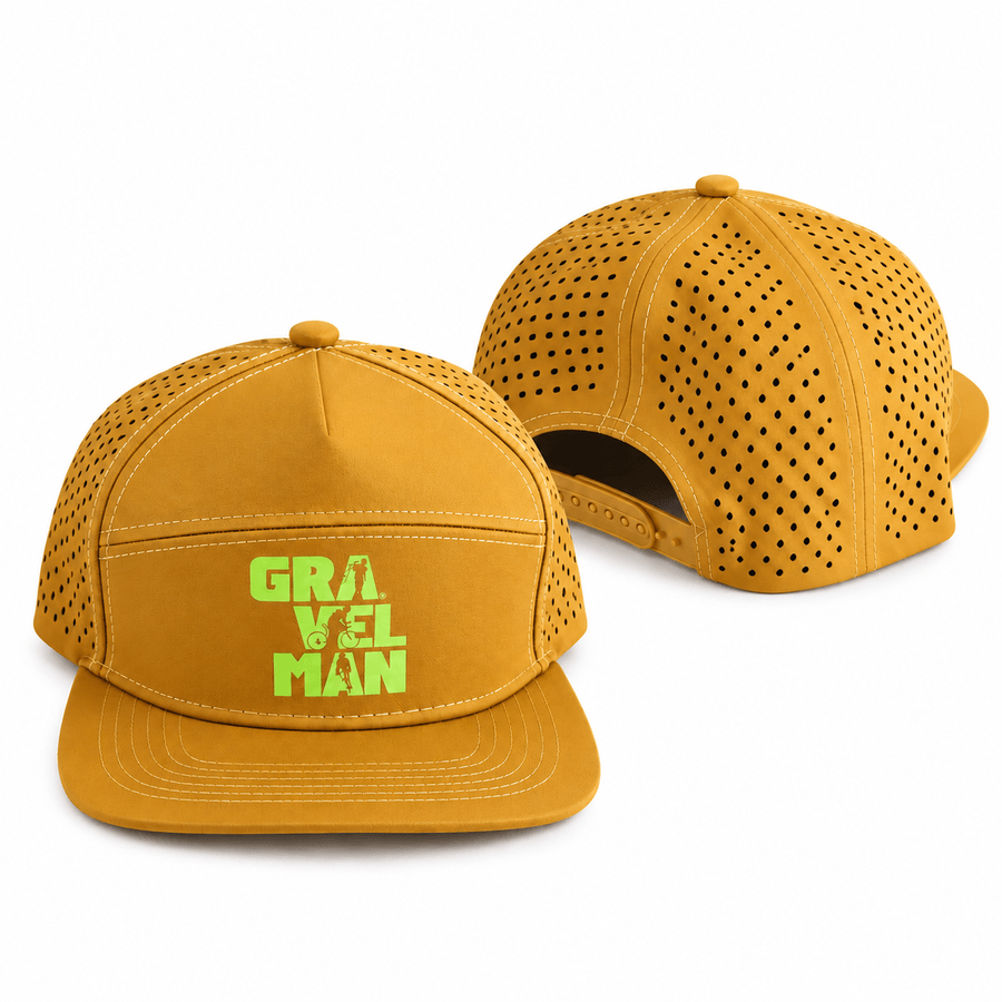 Casquette Ocre Perforée GravelMan Logo Jaune Fluo