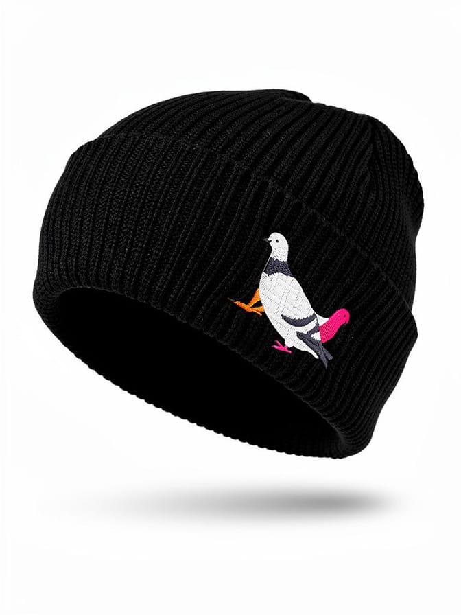 Bonnet Noir Pigeon Brodé