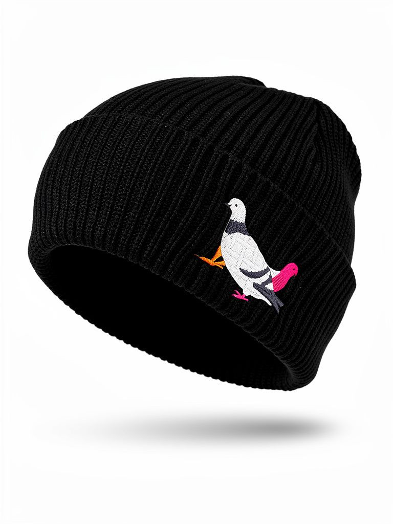 Bonnet Noir Pigeon Brodé