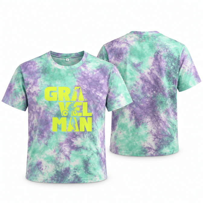 T-shirt Tie and Dye Menthe Lilas GravelMan Logo Jaune Fluo