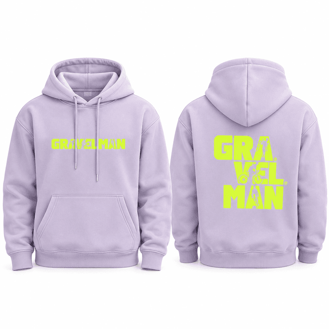 Hoodie Lilas GravelMan Logo Jaune Fluo