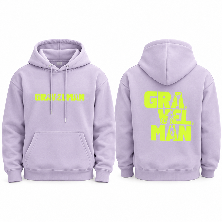 Hoodie Lilas GravelMan Logo Jaune Fluo