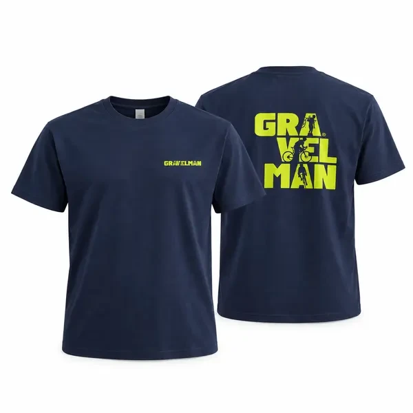 T-shirt Bleu Marine GravelMan Logo Jaune Fluo