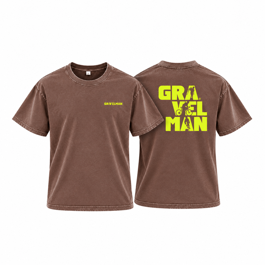 T-shirt Coupe Loose Marron GravelMan Logo Jaune