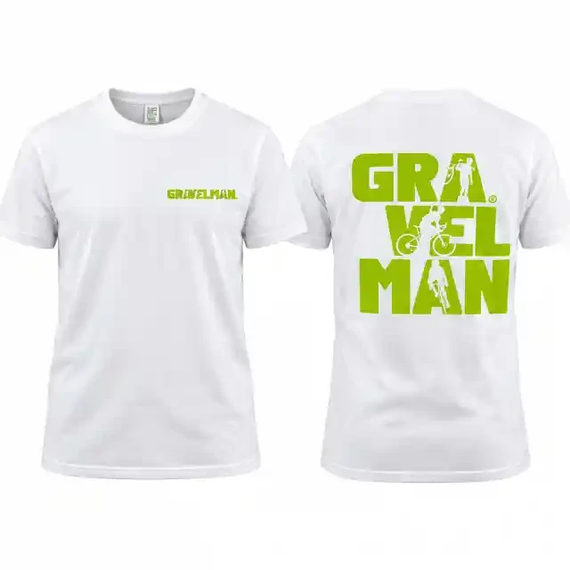 T-shirt Blanc GravelMan Logo Vert Fluo