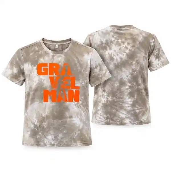 T-shirt Tie and Dye Taupe GravelMan Logo Orange