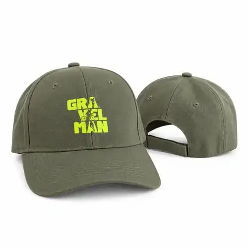 Casquette Kaki 6 Panneaux GravelMan Logo Jaune Fluo