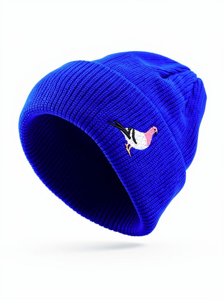 Bonnet Bleu Pigeon Brodé