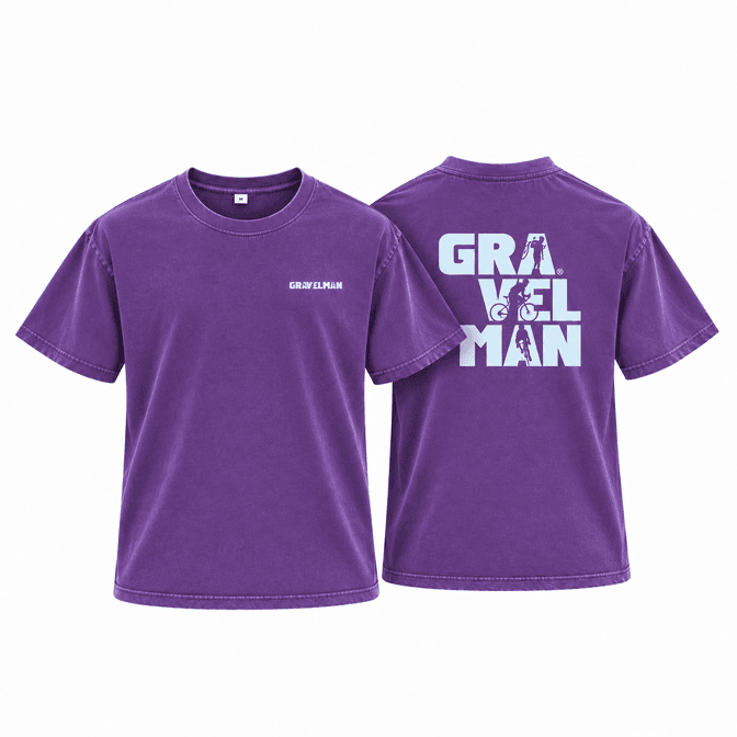 T-shirt Coupe Loose Violet GravelMan Logo Blanc