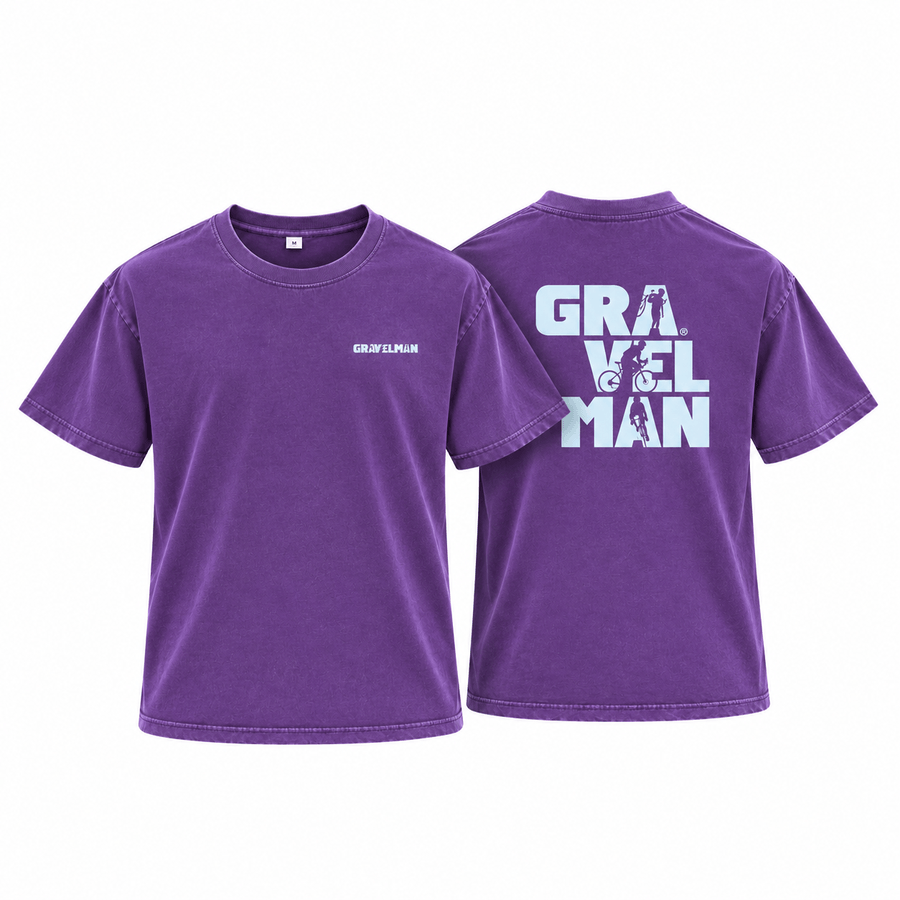 T-shirt Coupe Loose Violet GravelMan Logo Blanc