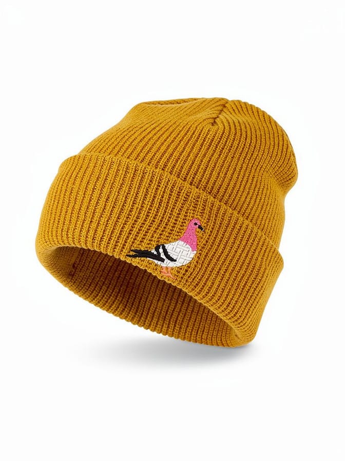 Bonnet Moutarde Pigeon Brodé