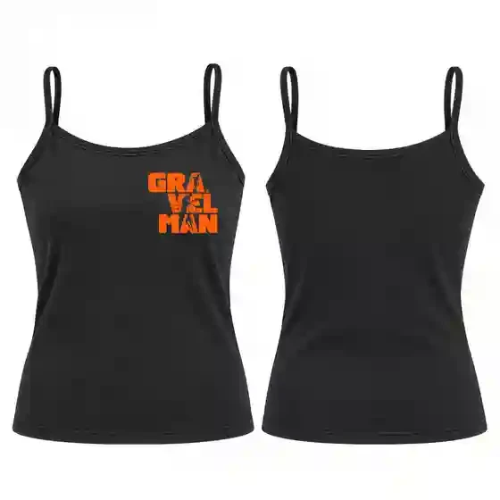 Débardeur à Bretelles Femme Noir GravelMan Logo Orange