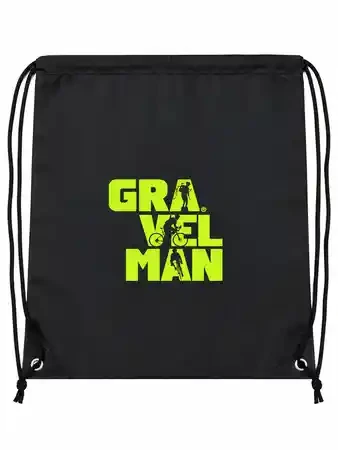 Sac à Cordelettes Noir GravelMan Logo Jaune Fluo