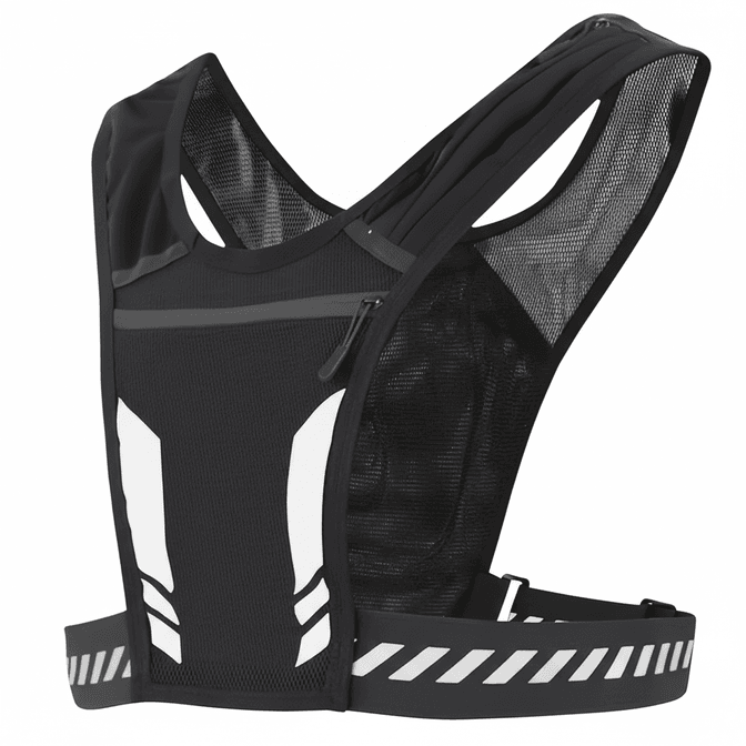 Gilet De Sécurité Noir Avec Poches devant et Derrière- Bandes Réfléchissantes