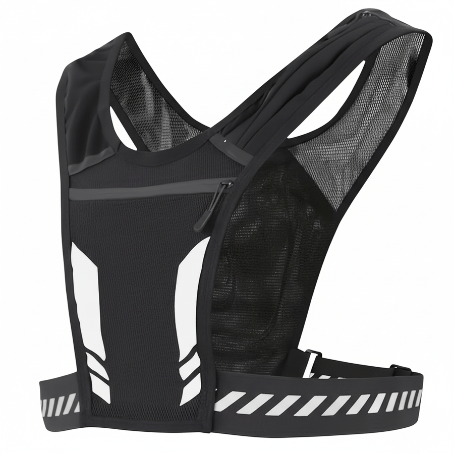 Gilet De Sécurité Noir Avec Poches devant et Derrière- Bandes Réfléchissantes