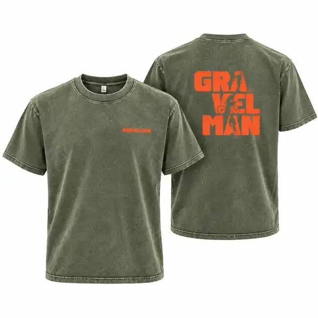 T-shirt Kaki Loose GravelMan Logo Orange