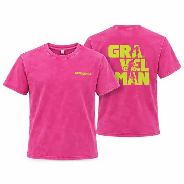 T-shirt Rose Loose GravelMan Logo Jaune Fluo