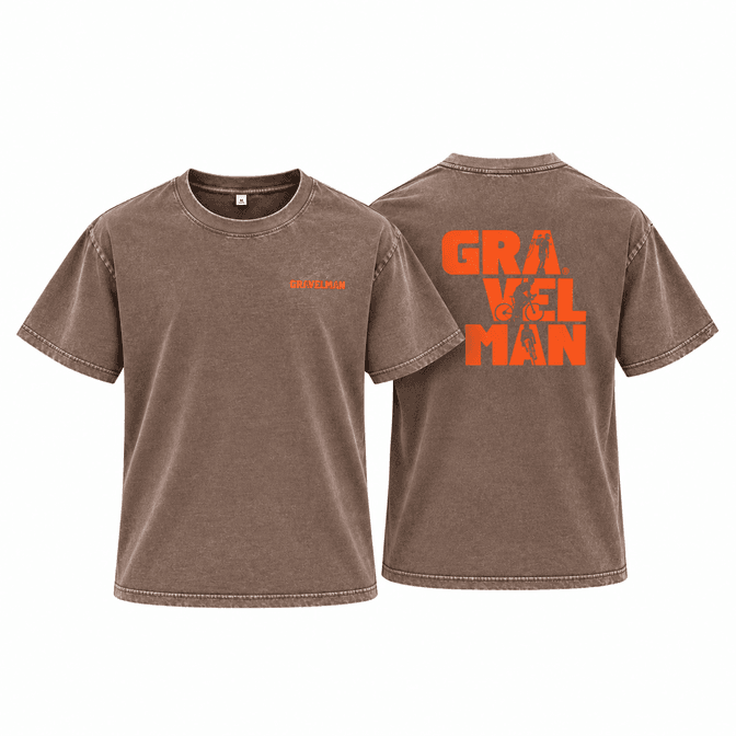 T-shirt Coupe Loose Marron GravelMan Logo Orange