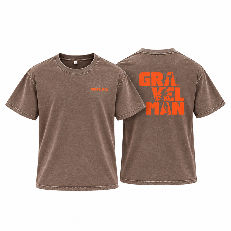 T-shirt Coupe Loose Marron GravelMan Logo Orange